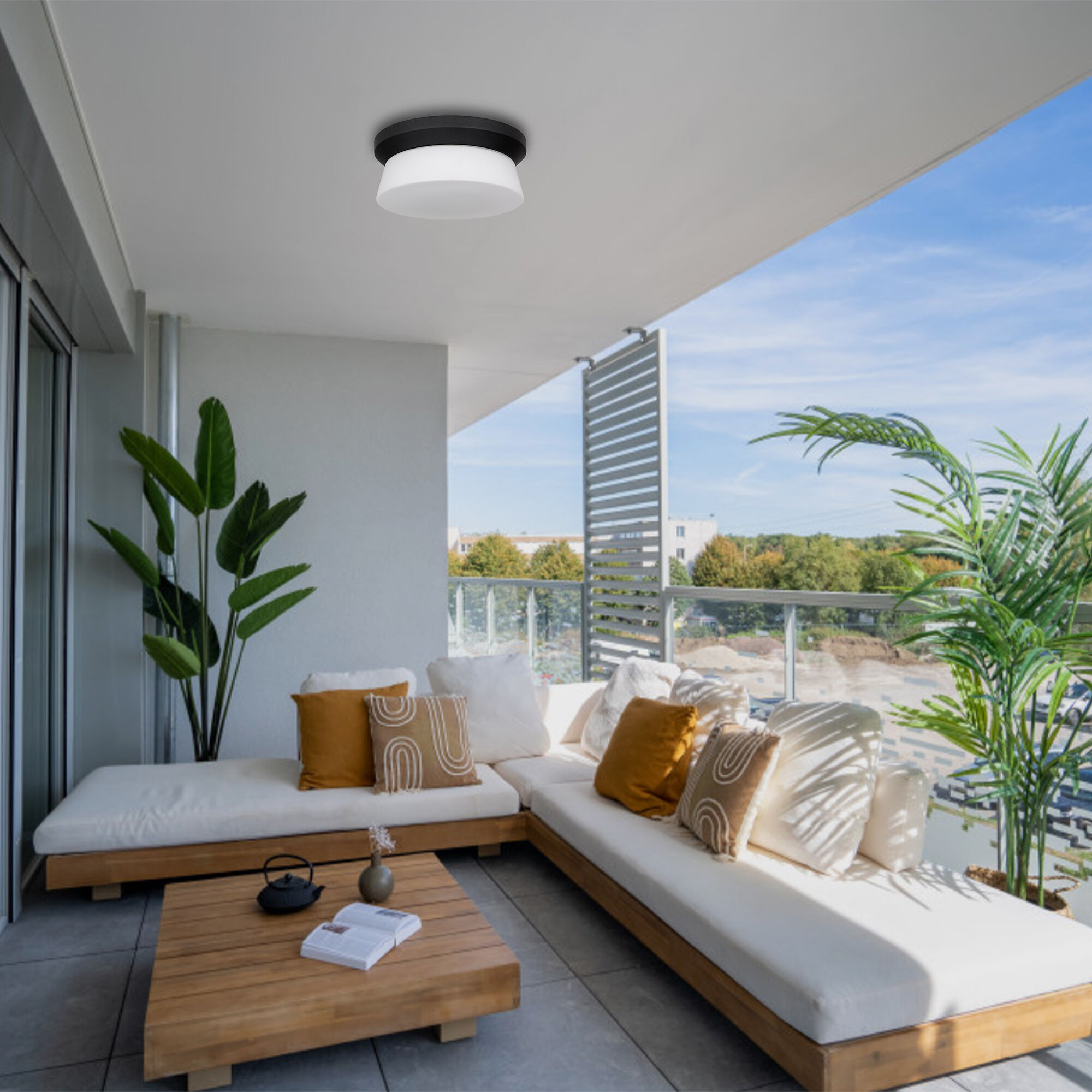 Skirt LED 11 inch Sand Black Outdoor Flush Mount